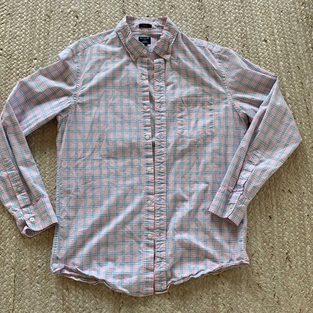 Jcrew Slim Medium M Pink Blue Oxford Shirt M